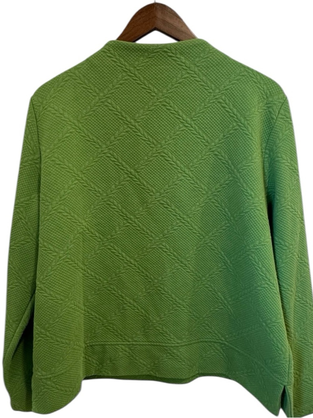 Talbots Cable Knit Funnel Neck Zip Pullover in a fern green color Size XL - Picture 3 of 7